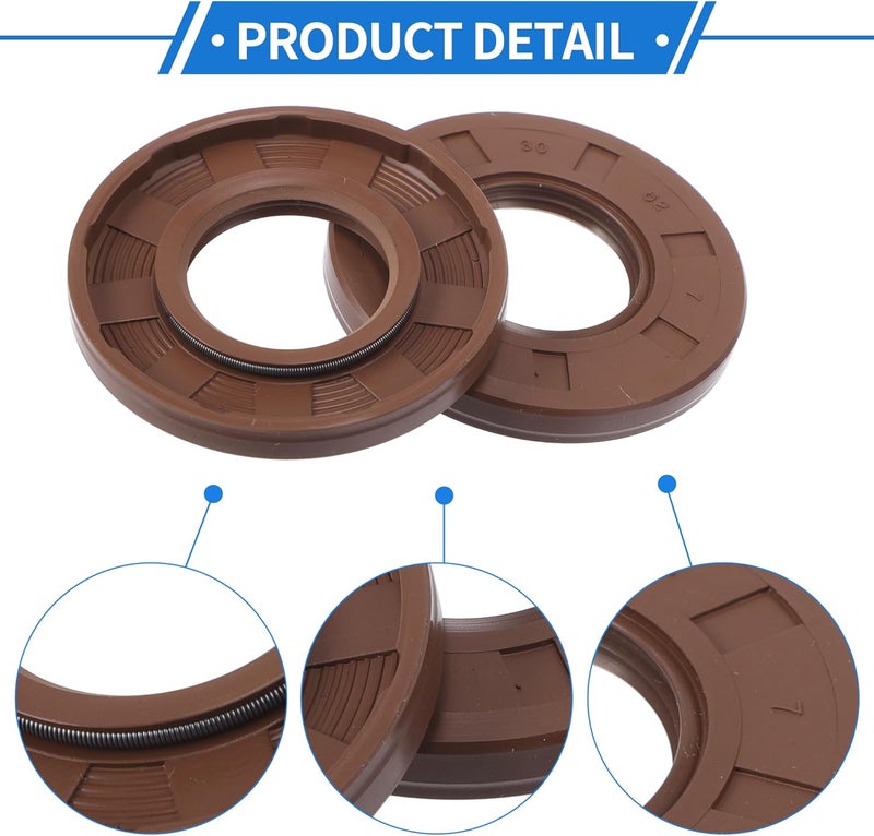 VekAuto Universal Oil Seal TC Double Lip W Steel Spring Seal Ring Rotary Shaft Seal 30x62x7mm High Pressure FKM Rubber Brown 2 Pcs - Image 5